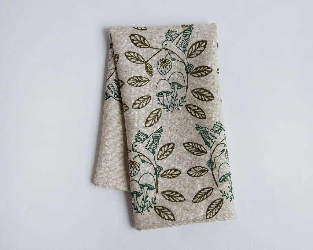 100% Linen Teatowel - Forager - Green