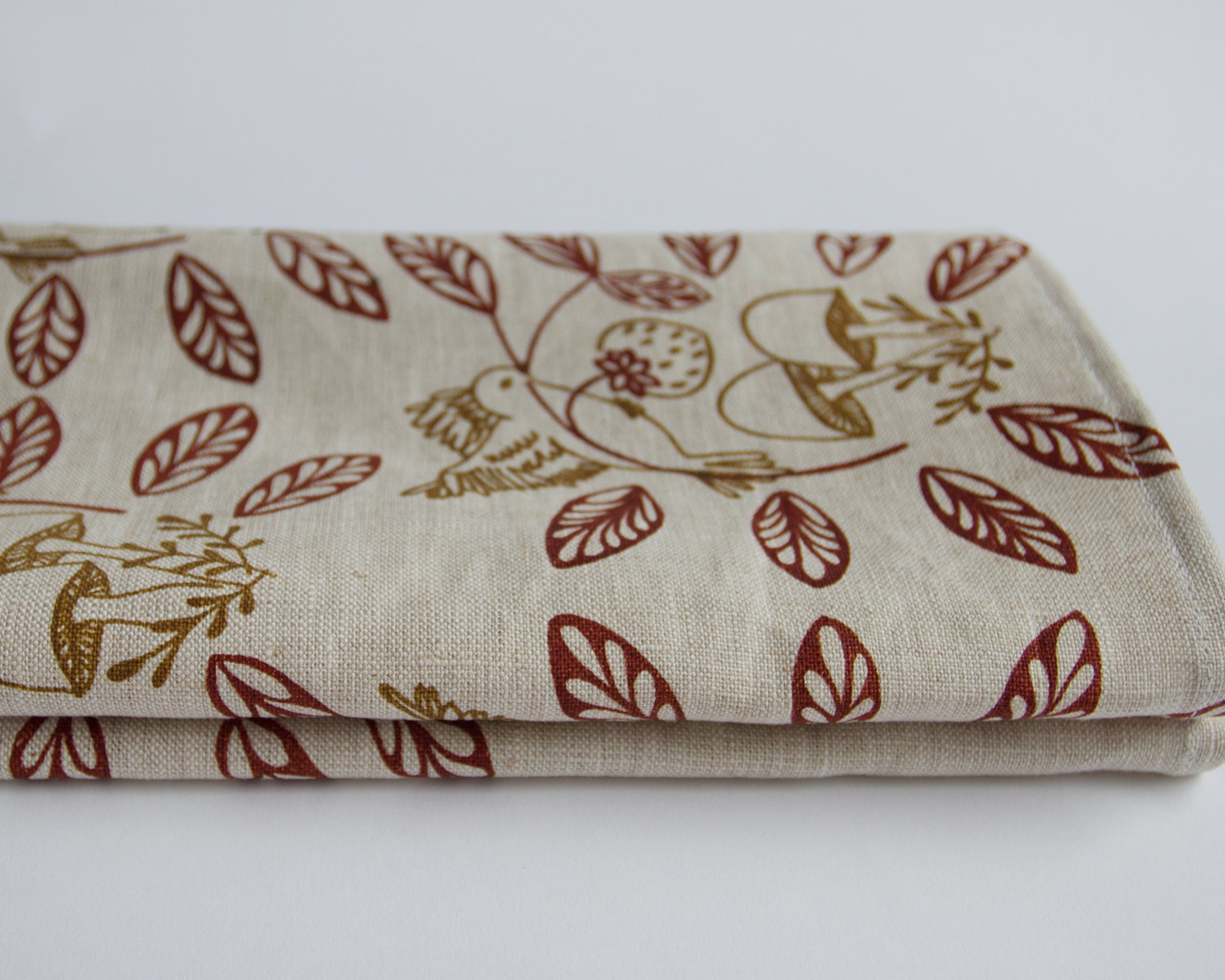 100% Linen Teatowel - Forager - Red & Yellow