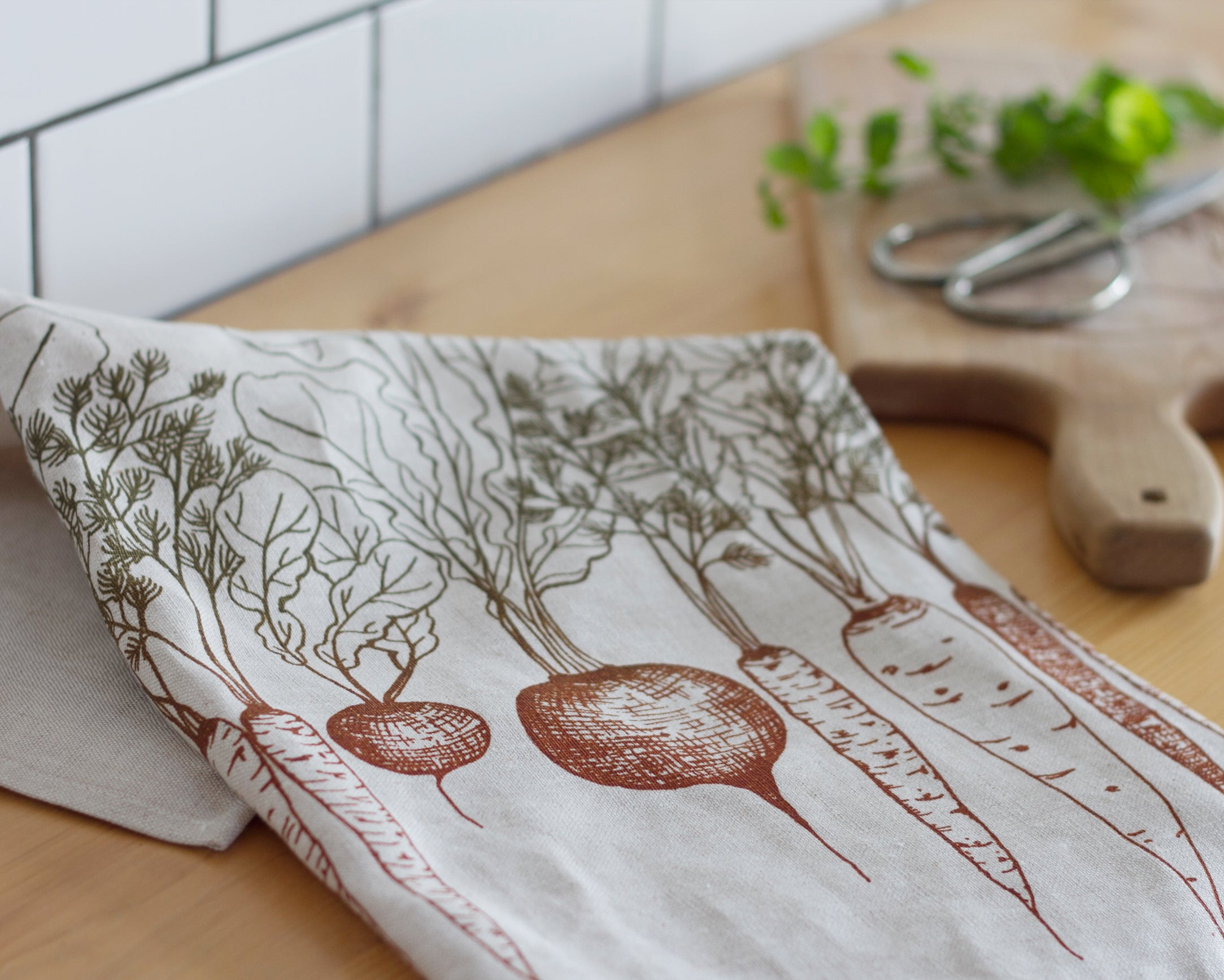 Linen Teatowel - Root Vegetables