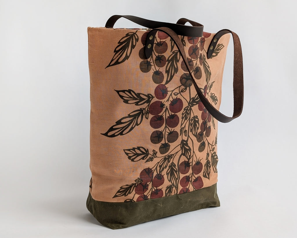 Linen Tote - Red Tomato Vine