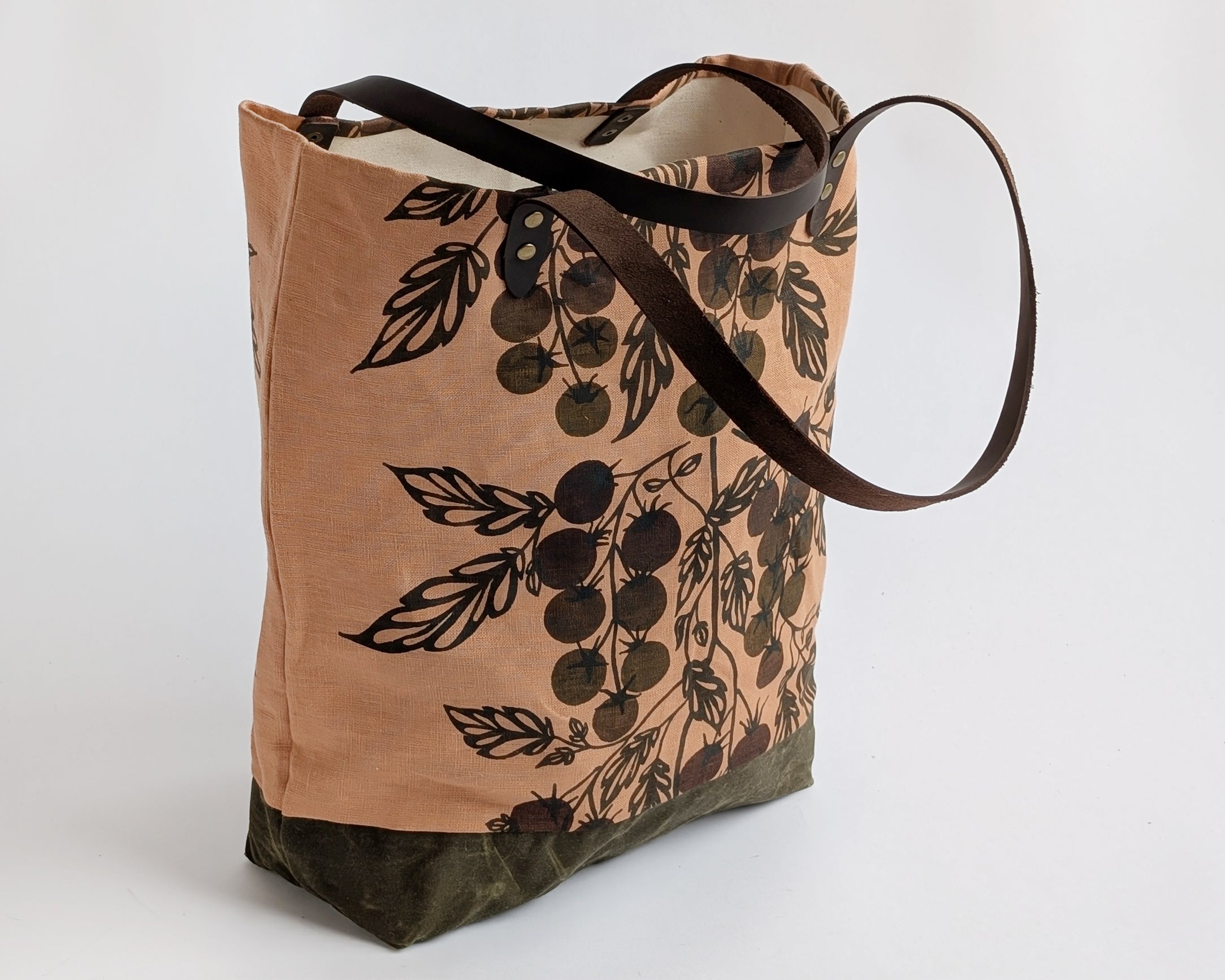 Linen Tote - Purple Tomato Vine