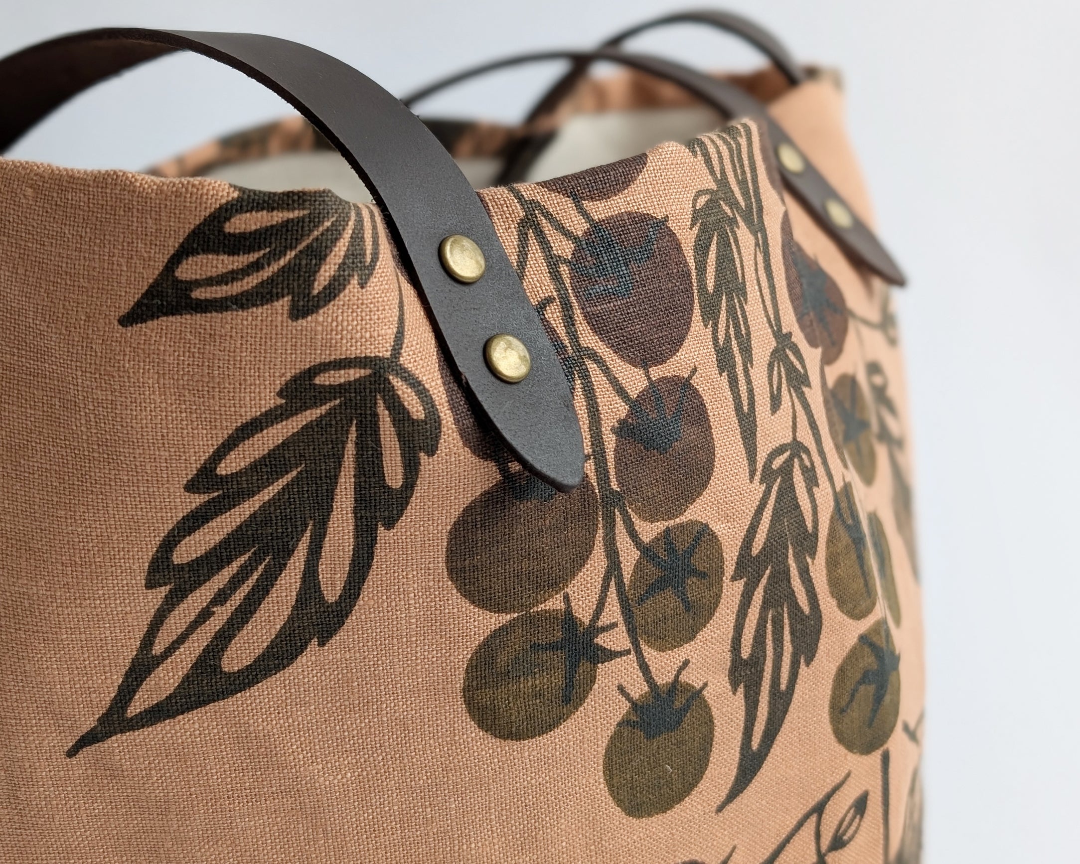 Linen Tote - Purple Tomato Vine
