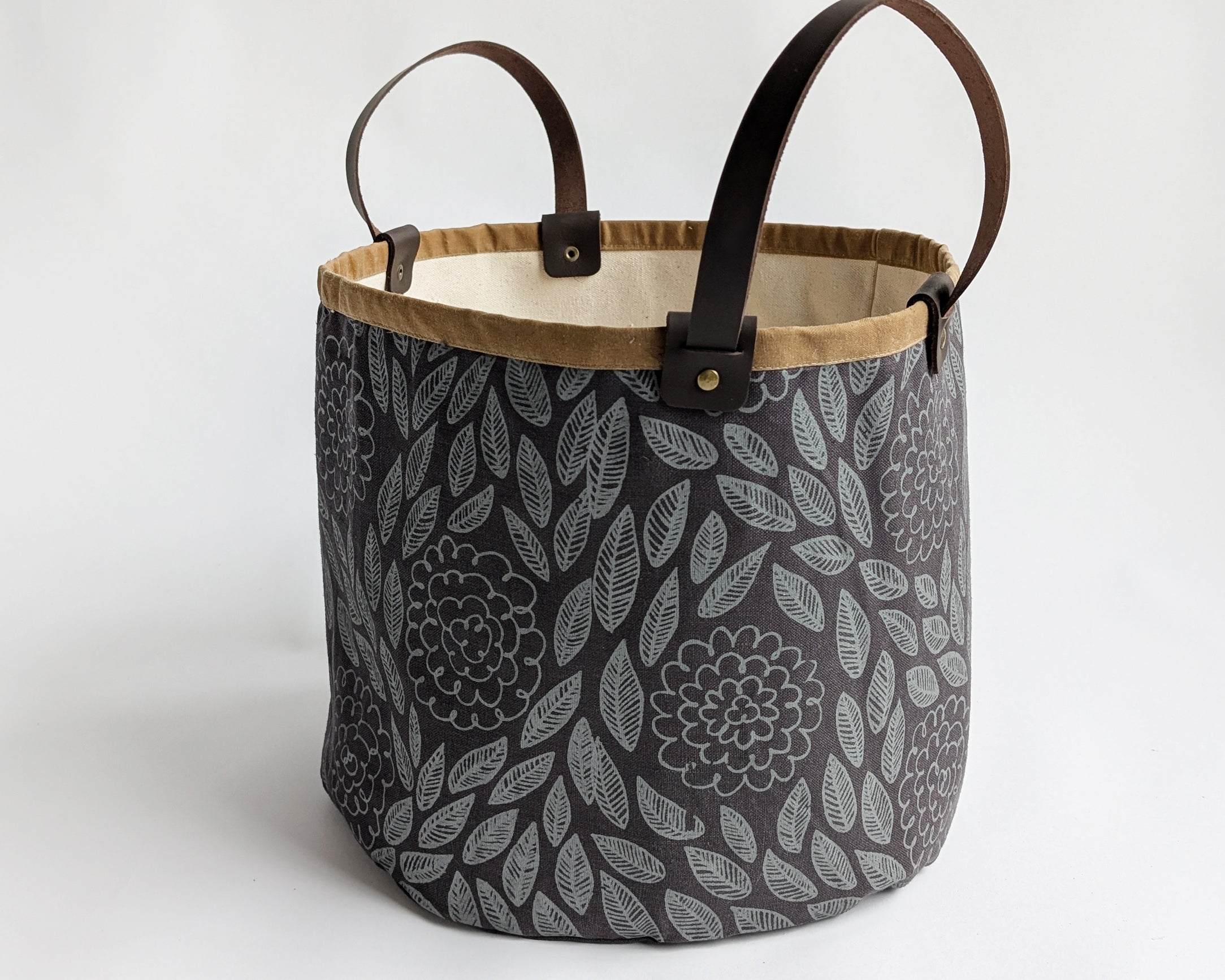 Medium Basket - Flora Charcoal