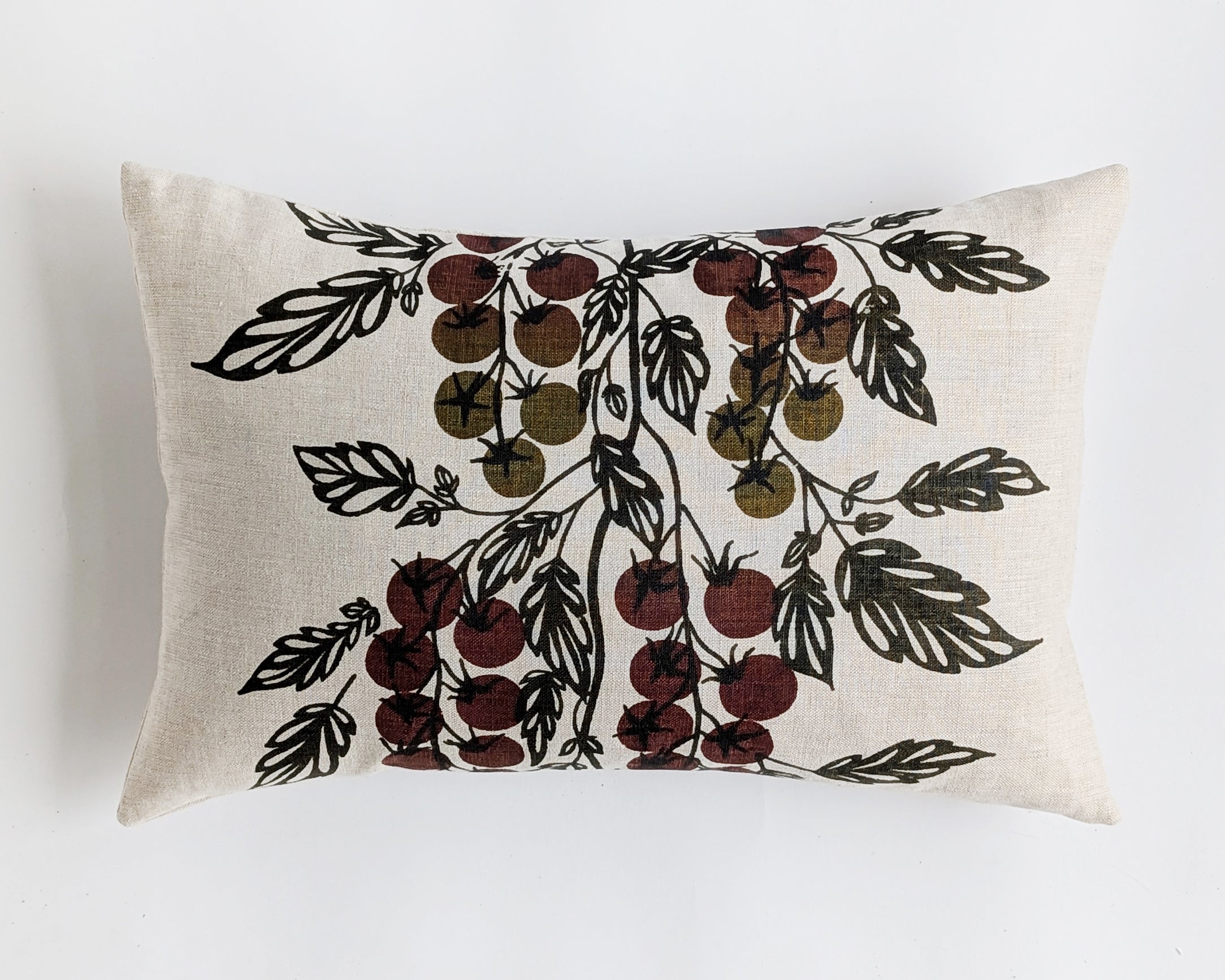 Linen Pillow Cover - Rectagular Tomato Vine