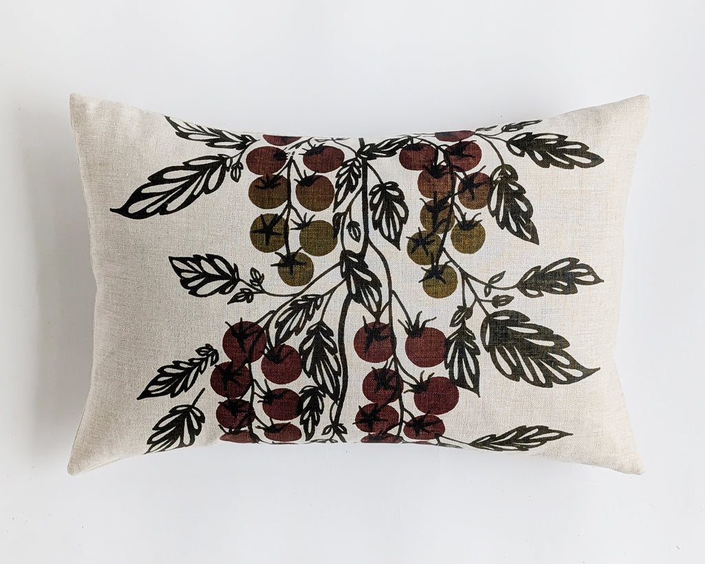 Linen Pillow Cover - Rectagular Tomato Vine