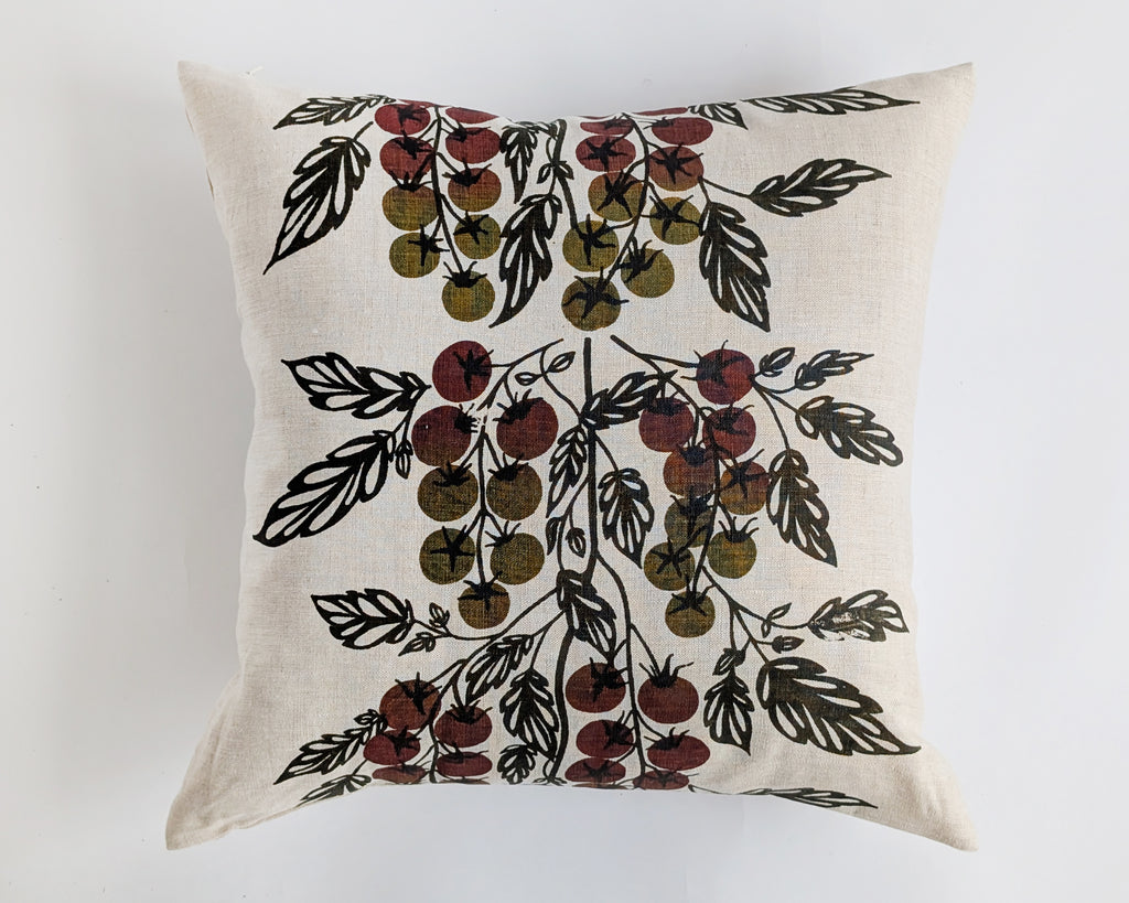 Linen Pillow Cover - Tomato Vine