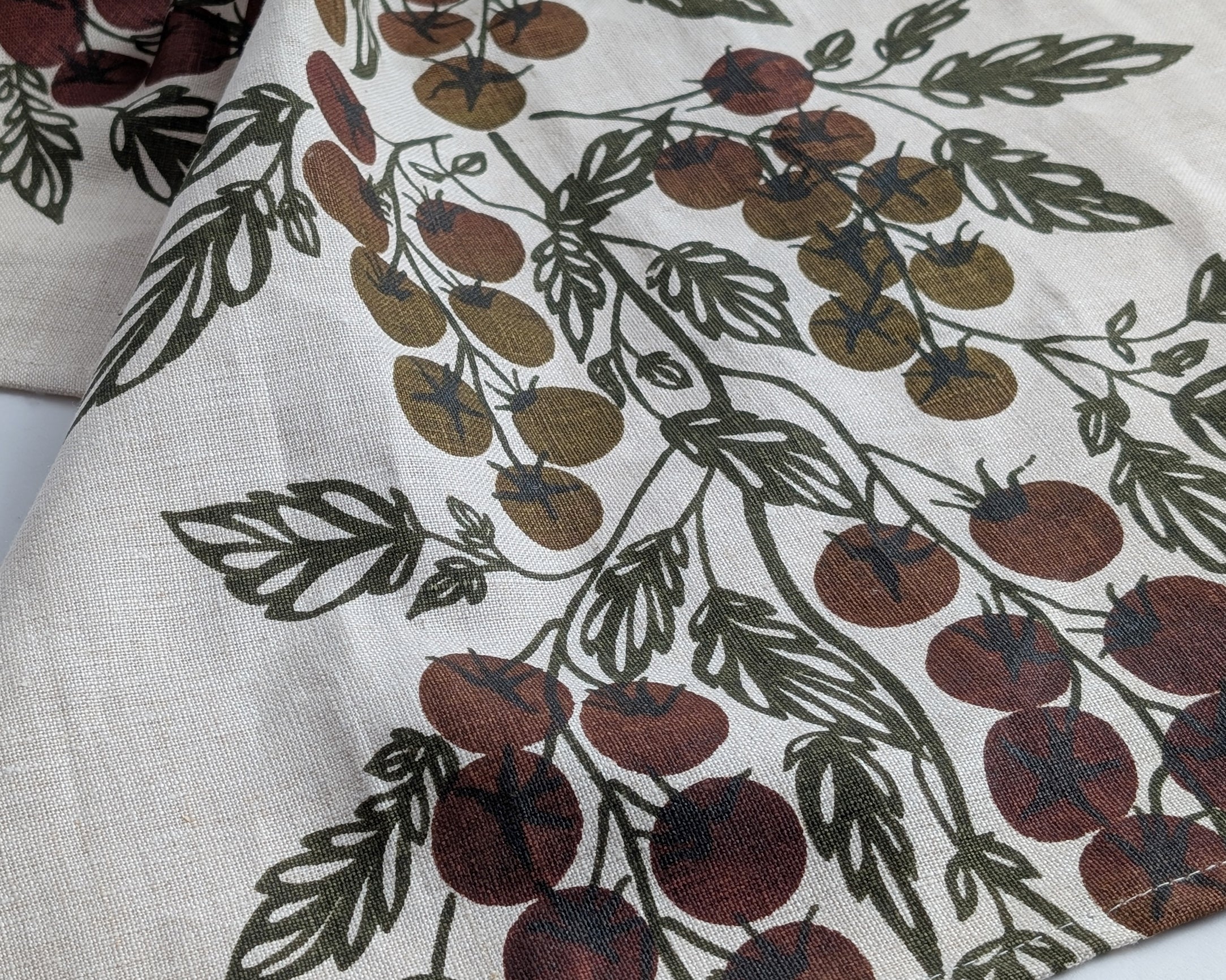 Linen Teatowel - Tomato Vine - Natural