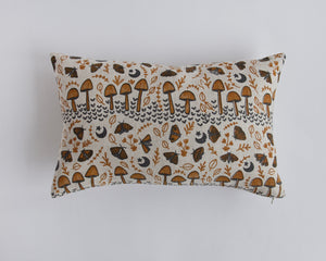 Linen Pillow Cover - Rectangular - Rust Mushrooms
