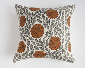 Linen Pillow Cover - Square - Chestnut Flora