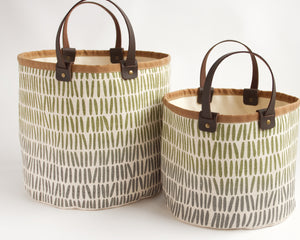 Small Basket - Green Gray Weave