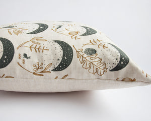 Linen Pillow Cover - Square Blue Moons