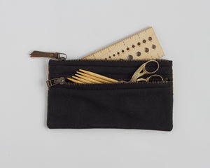 Double-Zipper Pouch - Gold Mushrooms