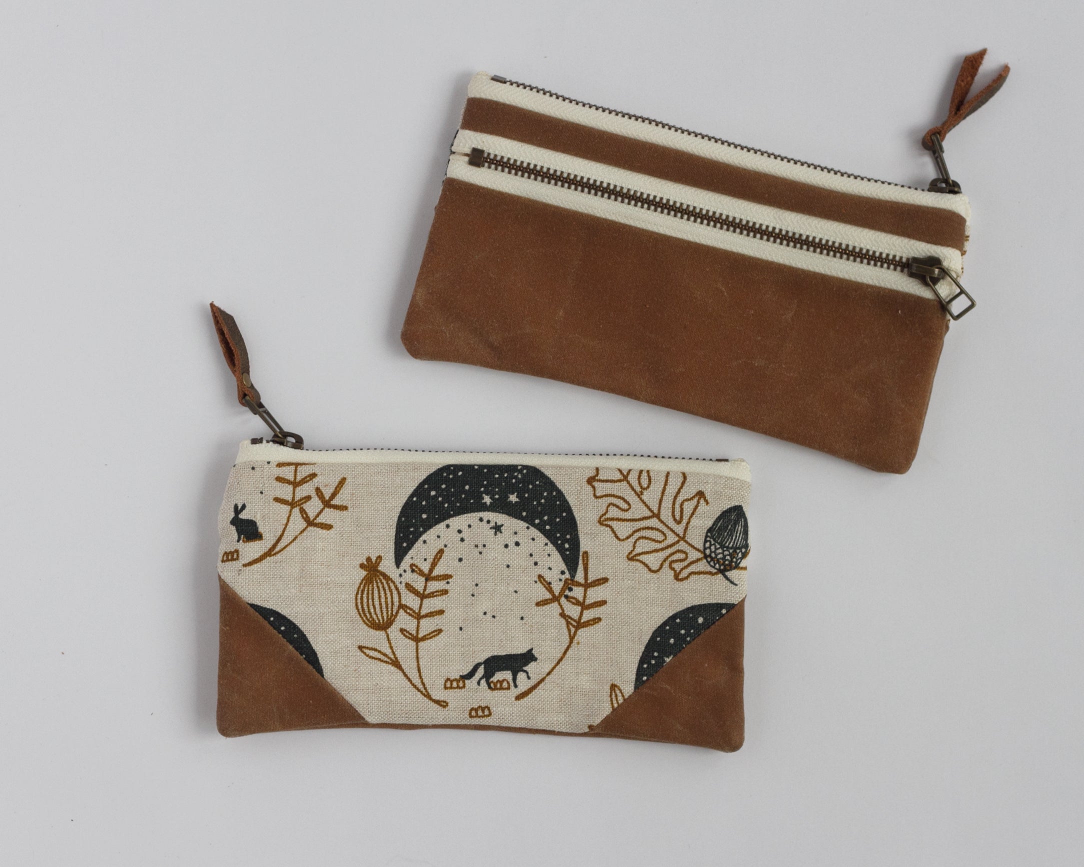 Double-Zipper Pouch - Blue Moons