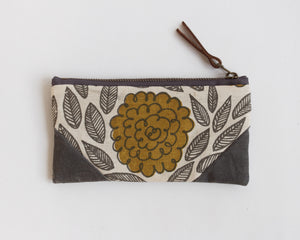 Double-Zipper Pouch - Flora Gold