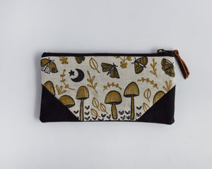 Double-Zipper Pouch - Gold Mushrooms